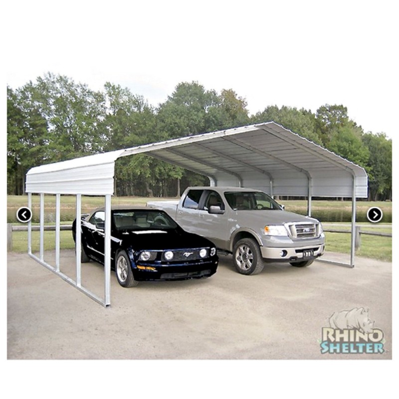 Rhino Shelter 22'W x 24'L x 12'H Two Car Steel Carport Kit (model ST222412H)