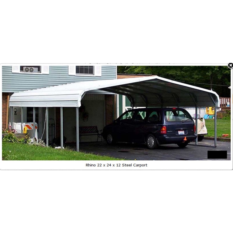 Rhino Shelter 22'W x 24'L x 12'H Two Car Steel Carport Kit (model ST222412H)