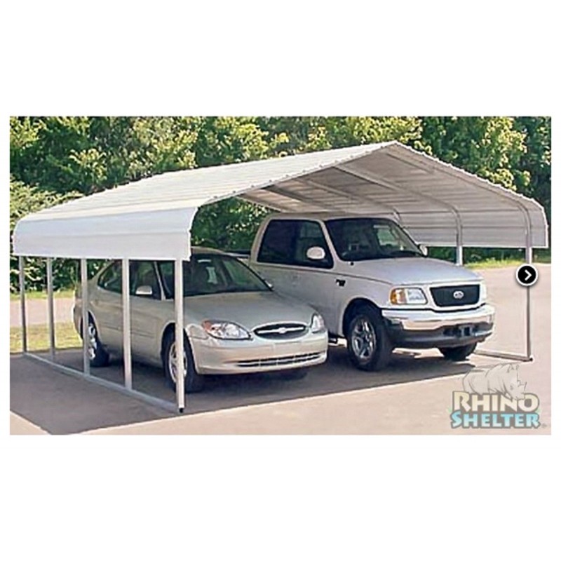 Rhino Shelter 22'W x 24'L x 12'H Two Car Steel Carport Kit (model ST222412H)