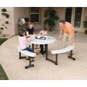 Lifetime 44 in. Round Picnic Table with Swing-Out benches 4 Pack (Almond) 42127
