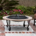 Fire Sense Cast Iron Rim Stone Finish Fire Pit (02115)