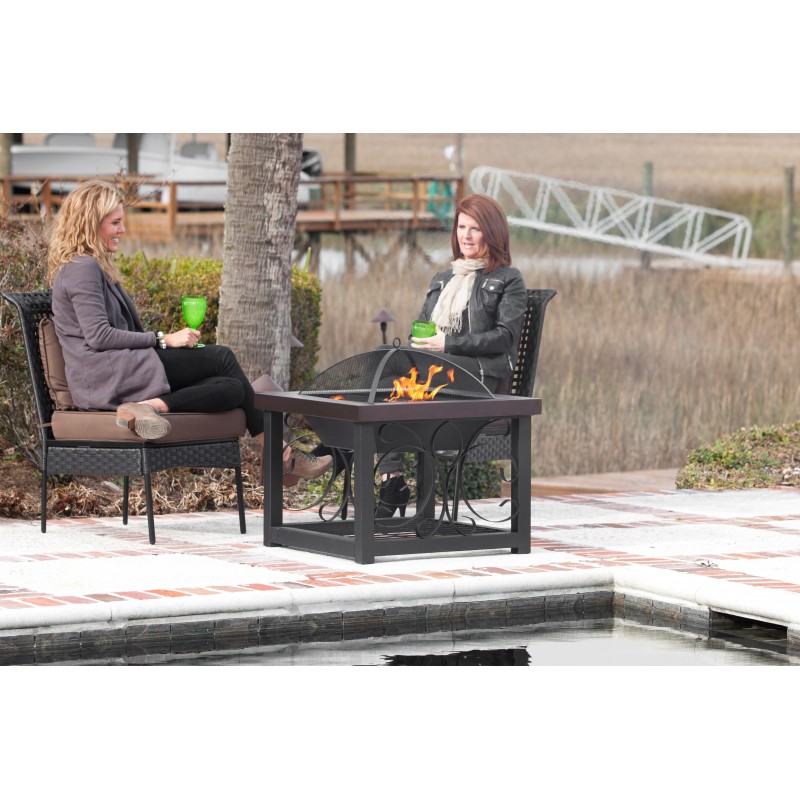 Fire Sense Hammer Tone Bronze Finish Cocktail Table Fire Pit (61331)
