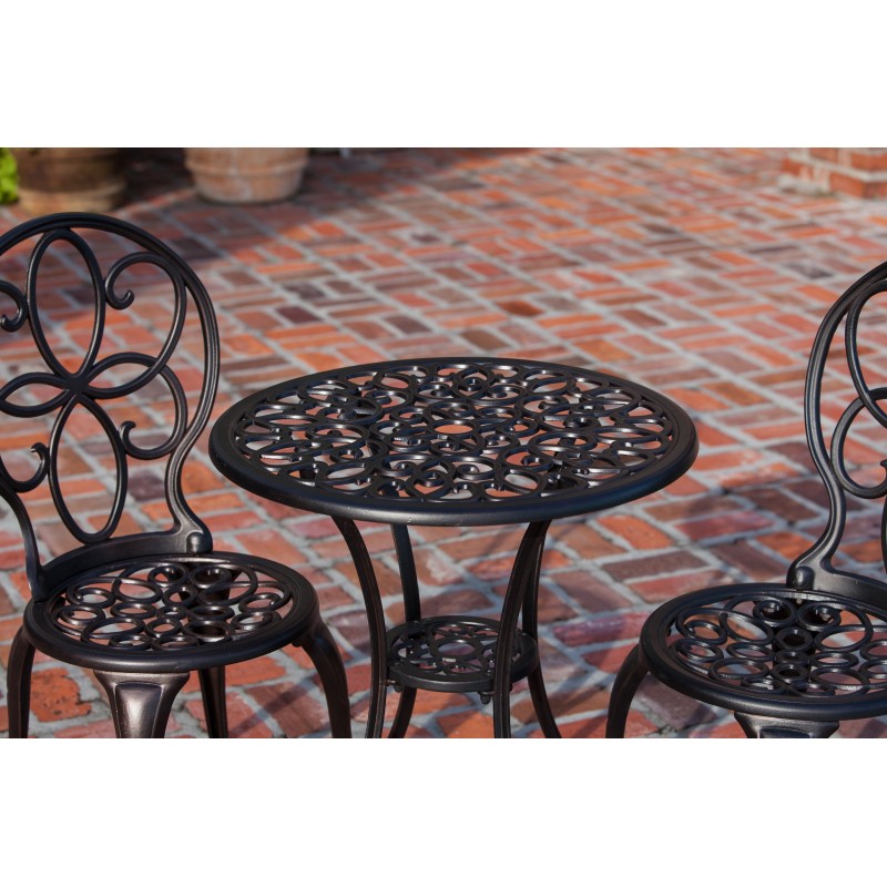 Patio Sense Arria Antique Bronze Cast Aluminum 3pc Bistro Set (61490)