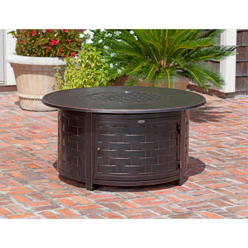 Fire Sense Perissa Woven Round Cast Aluminum LPG Fire Pit (62208)