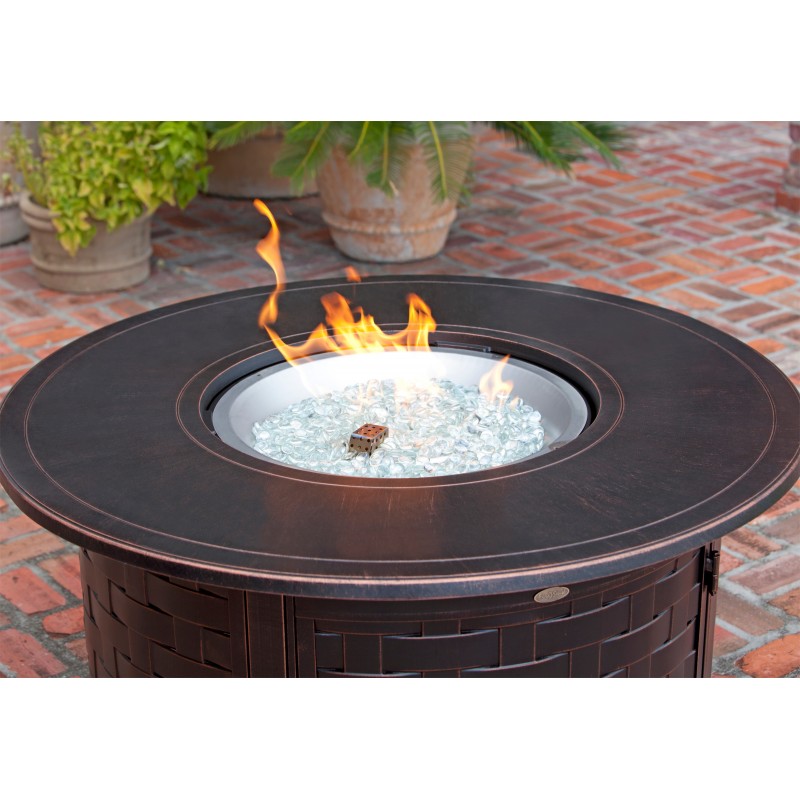Fire Sense Perissa Woven Round Cast Aluminum LPG Fire Pit (62208)
