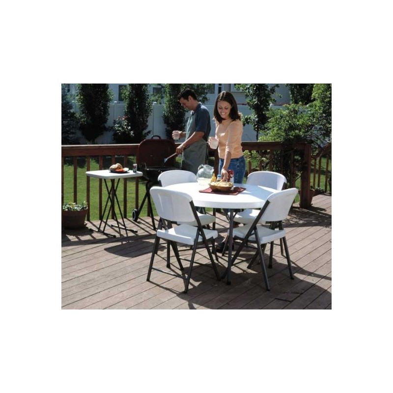 Lifetime 46 in. Commercial Round Plastic Folding Table 4 Pack (White) 42960