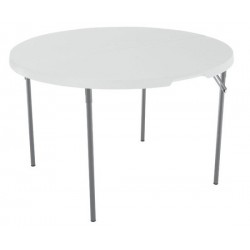 Lifetime 48 in. Light Commercial Round Fold-In-Half Plastic Table with Handle 10 Pack (White) 80064