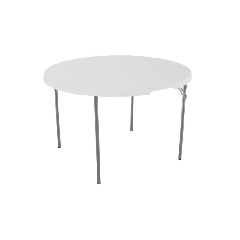 Lifetime 48 in. Light Commercial Round Fold-In-Half Plastic Table with Handle 10 Pack (White) 80064 Lifetime 48 in. Light Commercial Round Fold-In-Half Plastic Table with Handle 10 Pack (White) 80064