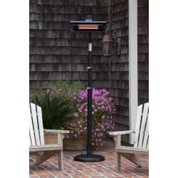 Fire Sense  Black Powder Coated Steel Telescoping Offset Pole Mounted Infrared Patio Heater (02678)