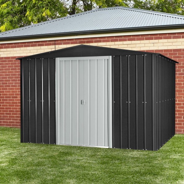 Globel 10'x 8' Gable Roof Metal Storage Shed - Steel Gray and Aluminum