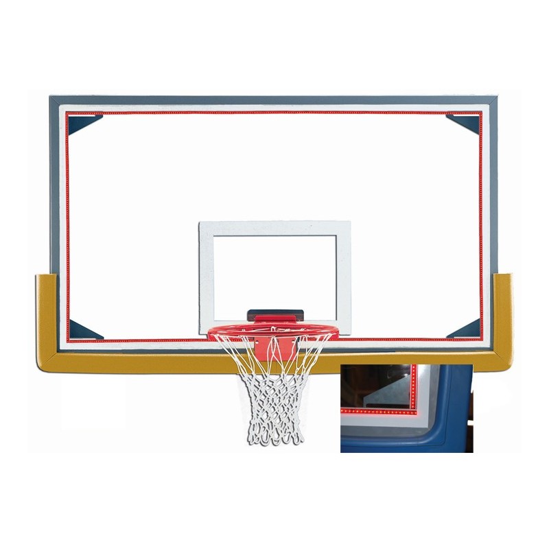 Gared 42” x 72” Regulation Glass Backboard with Steel Frame & Perimeter LED Light System (LXP4200LED)