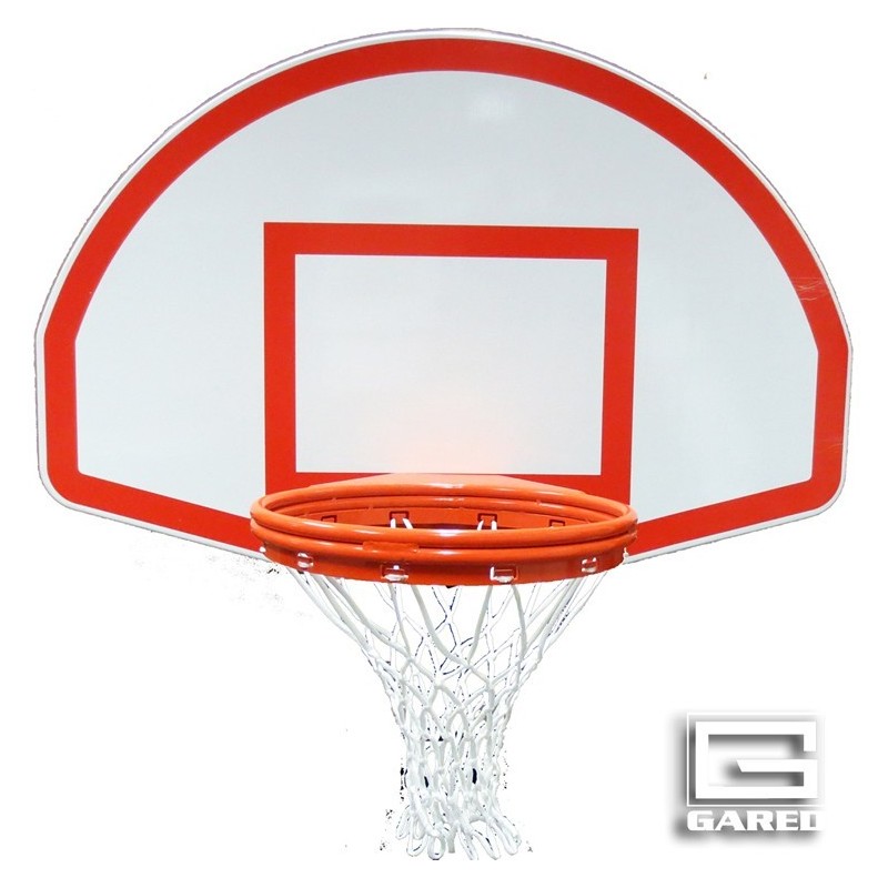 Gared 36 1/2” x 54” White Powder-Coated Aluminum Fan-Shape Backboard with Target & Border (1750B)