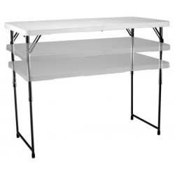 Lifetime 4 ft. Light Commercial Adjustable Height Fold-In-Half Table with Handle 24 Pack (White) 4435