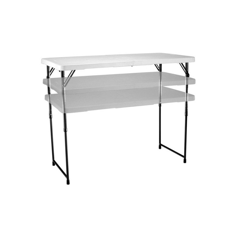 Lifetime 4 ft. Light Commercial Adjustable Height Fold-In-Half Table with Handle 24 Pack (White) 4435