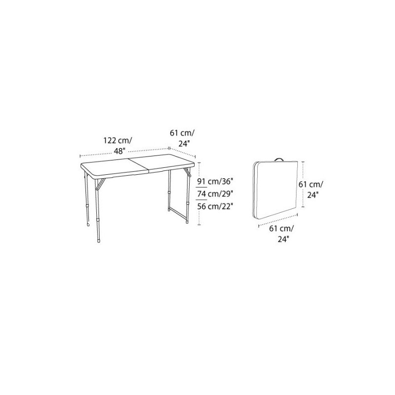 Lifetime 4 ft. Light Commercial Adjustable Height Fold-In-Half Table with Handle 24 Pack (White) 4435