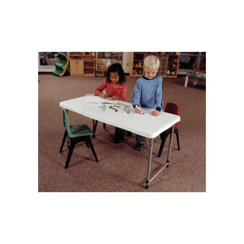 Lifetime 4 ft. Light Commercial Adjustable Height Fold-In-Half Table with Handle 24 Pack (White) 4435
