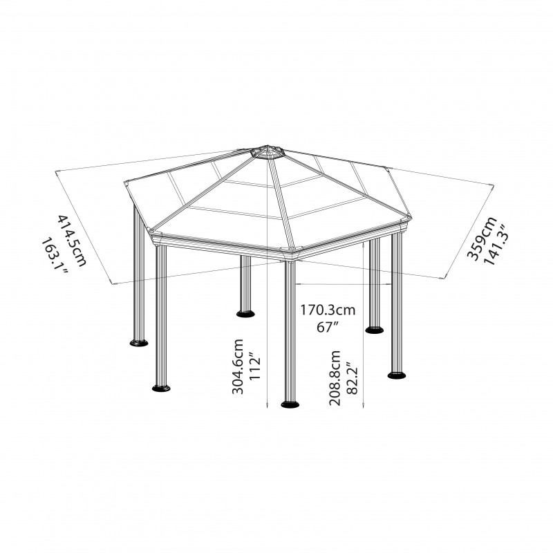 Palram - Canopia 14x12 Roma Garden Gazebo - Gray (HG9180)