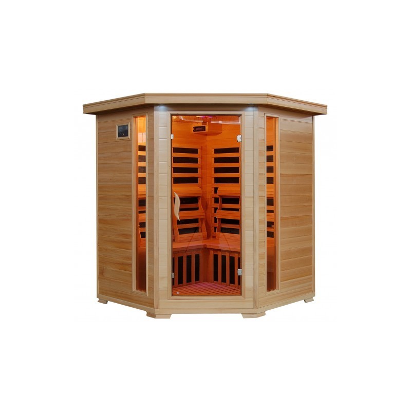 Tucson - Hemlock 4 Person FAR Infrared Sauna - Carbon Heaters - Corner Unit