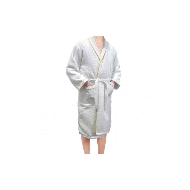 White Spa/Sauna Robe with Gold Trim