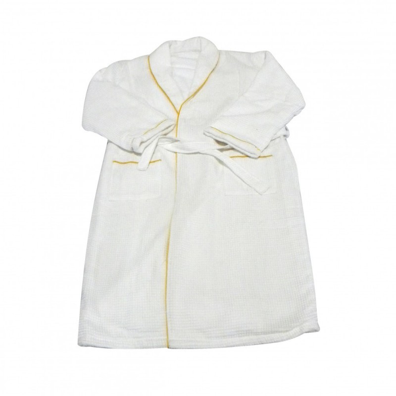 White Spa/Sauna Robe with Gold Trim