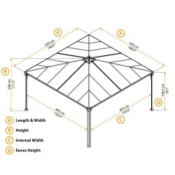 Palram 14x14 Palermo Gazebo 4300 - Gray (HG9154)