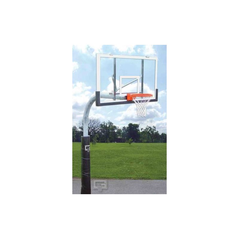 Gared 3-1/2" O.D. Front Mount Gooseneck Post with Braces, 3' Extension, BB48A38 Backboard, 726 Goal (PK3530)