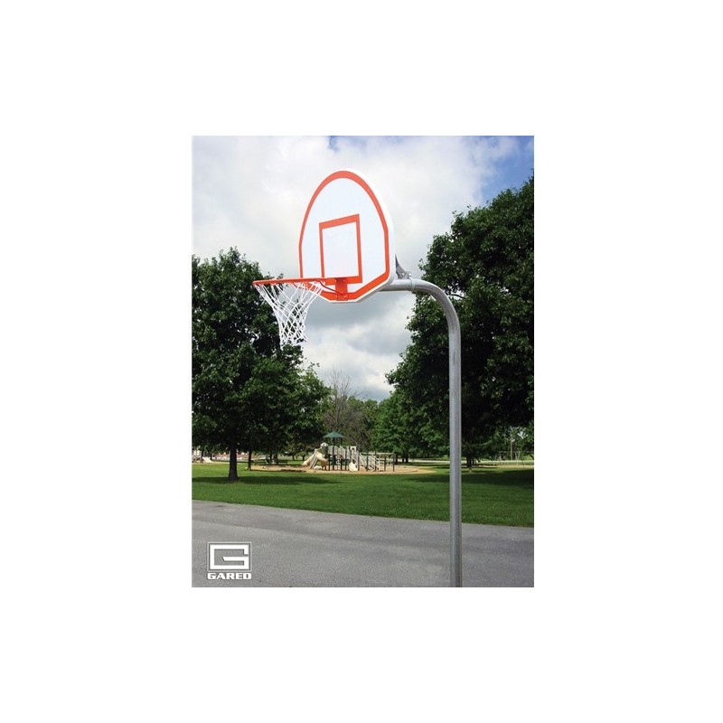 Gared 3-1/2" O.D. Front Mount Gooseneck Post with Braces, 3' Extension, 1750B Backboard, 39WO Goal (PK3535)