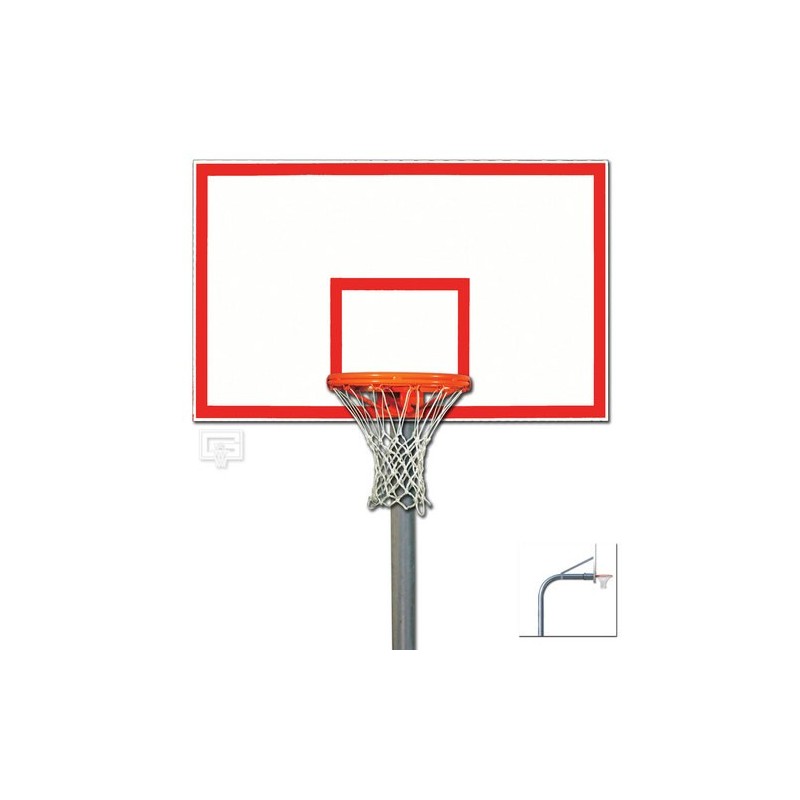 Gared 5-9/16" O.D. Front Mount Gooseneck Post with Braces, 6' Extension, 1272B Backboard, 7550 Goal (PK6005)