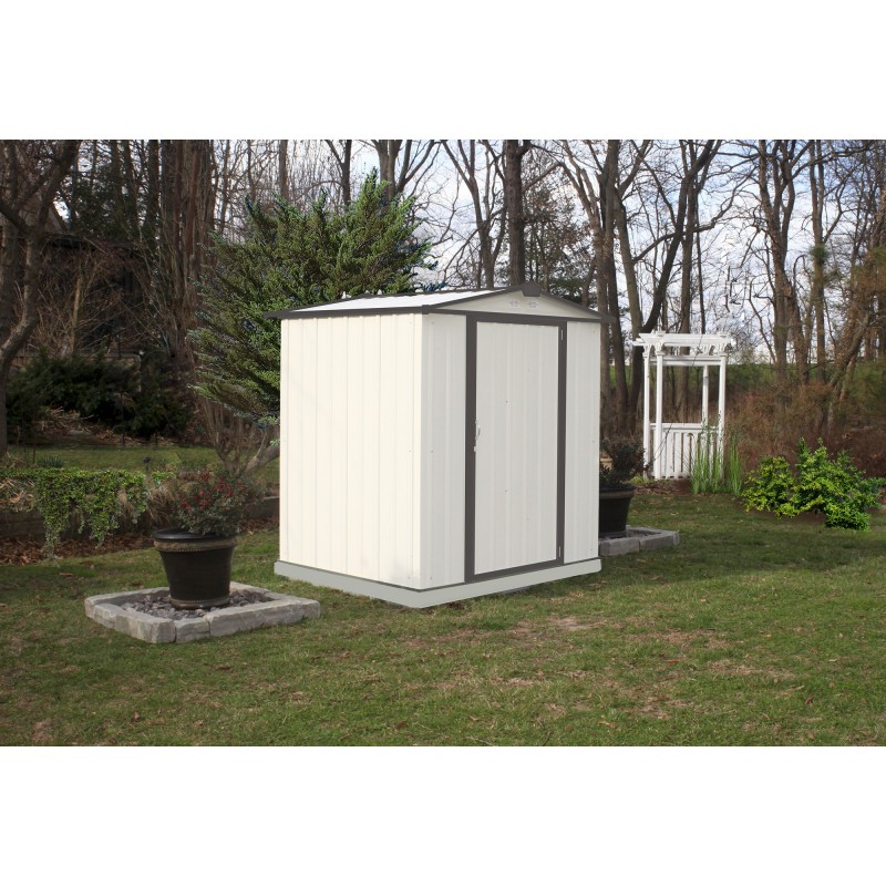 Arrow 6x5 Ezee Storage Shed Kit - Low Gable, 65 in Walls, Vents - Cream & Charcoal (EZ6565LVCRCC)