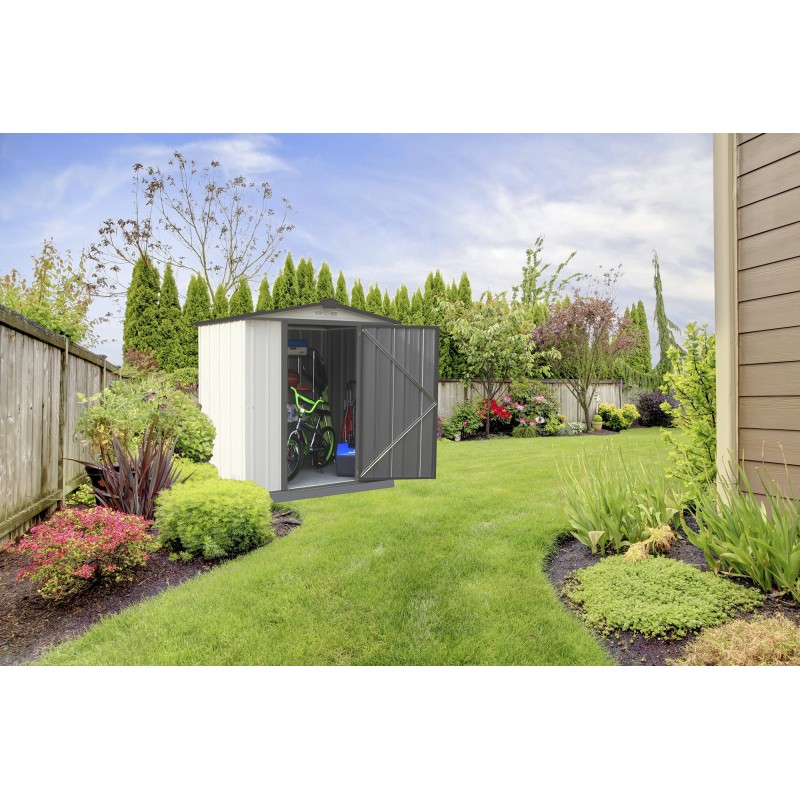 Arrow 6x5 Ezee Storage Shed Kit - Low Gable, 65 in Walls, Vents - Cream & Charcoal (EZ6565LVCRCC)