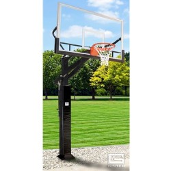 Gared Super Pro Jam Basketball System, 6" x 8" Square Post, 42" x 72" Glass Backboard (GP12G72DM)