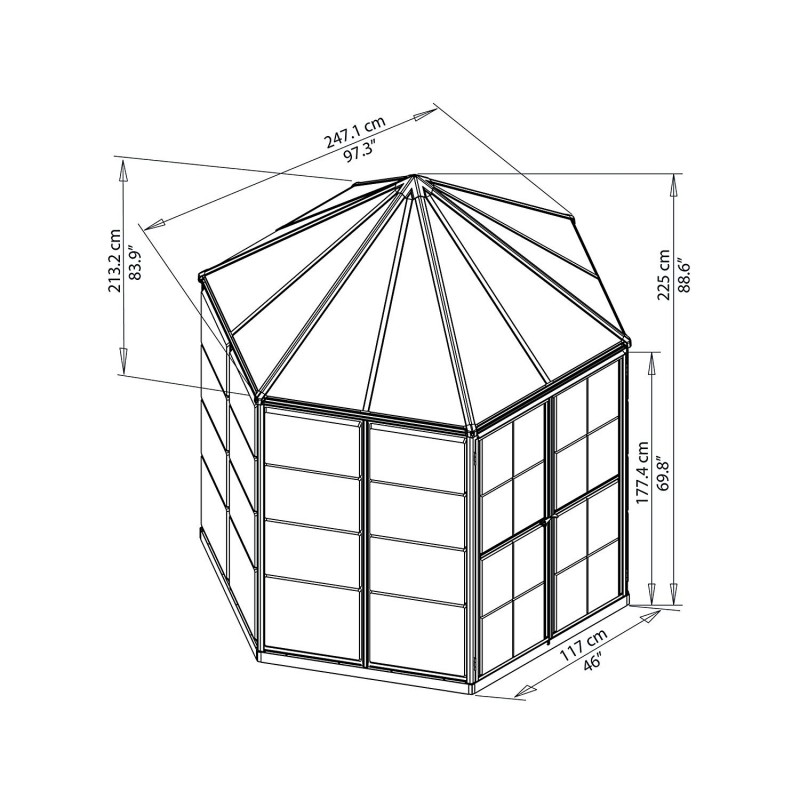 Palram 7x8 Oasis Hex Greenhouse Kit - Gray (HG6000)