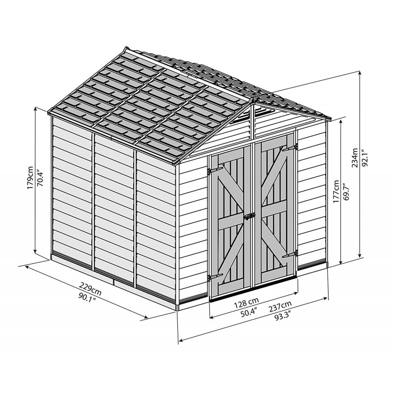 Palram 8x8 Skylight Storage Shed Kit - Tan (HG9808T)