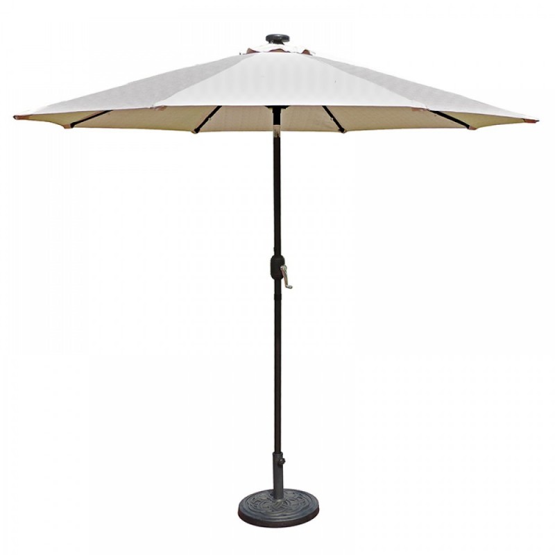 Blue Wave Mirage Fiesta 9-ft Market Umbrella w/ Solar LED - Champagne Olefin  (NU5424CH)