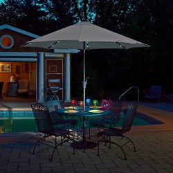 Blue Wave Mirage Fiesta 9-ft Market Umbrella w/ Solar LED - Champagne Olefin  (NU5424CH)