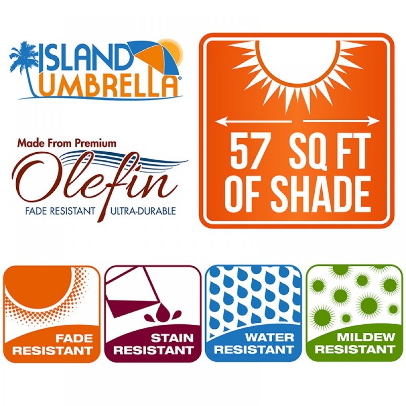 Blue Wave Mirage Fiesta 9-ft Market Umbrella w/ Solar LED - Champagne Olefin  (NU5424CH)