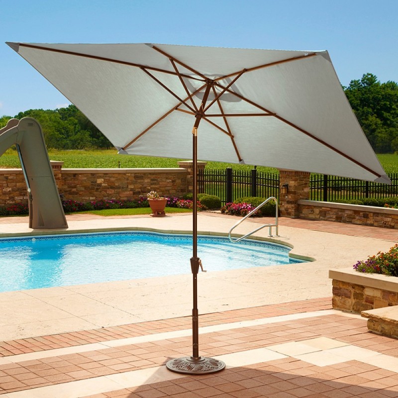 Blue Wave Adriatic 6.5-ft x 10-ft Rectangular Market Umbrella - Champagne Olefin (NU5433CH)