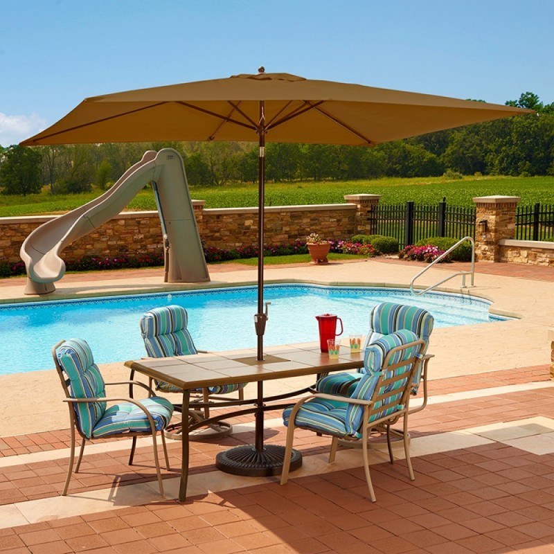 Blue Wave Adriatic 6.5-ft x 10-ft Rectangular Market Umbrella - Stone Sunbrella Acrylic (NU5433SS)