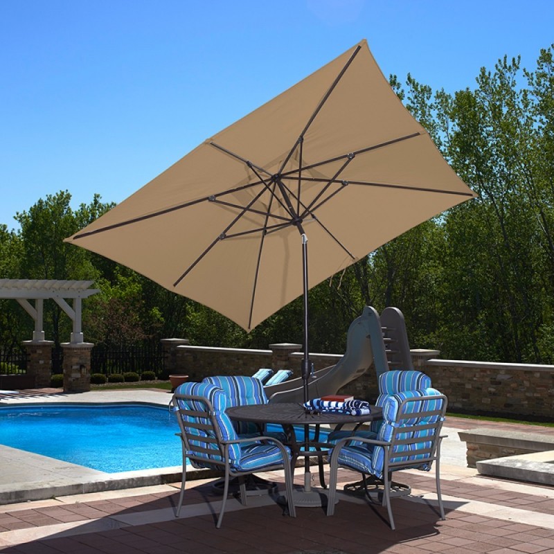 Blue Wave Caspian 8-ft x 10-ft Rectangular Market Umbrella - Stone Olefin (NU5448ST)