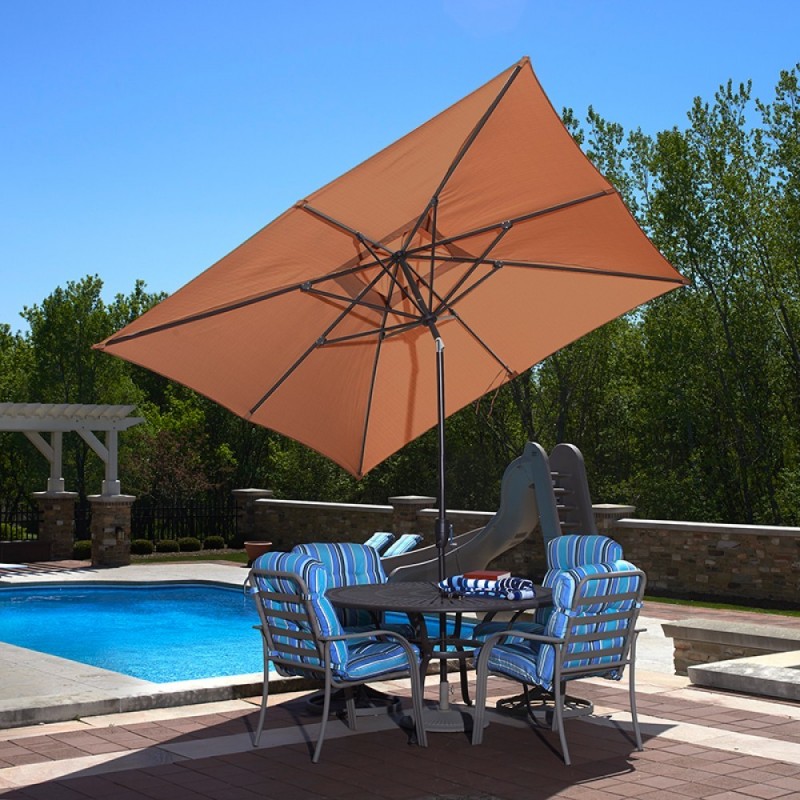 Blue Wave Caspian 8-ft x 10-ft Rectangular Market Umbrella - Terra Cotta Olefin (NU5448TC)