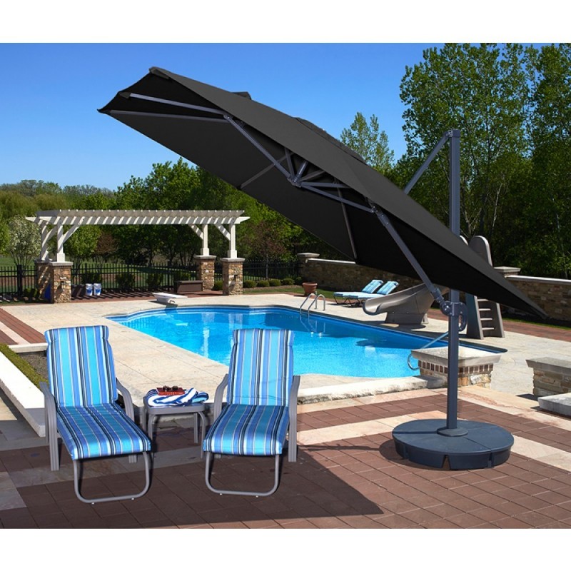 Blue Wave Santorini II 10-ft Square Cantilever Umbrella - Black Sunbrella Acrylic (NU6070)