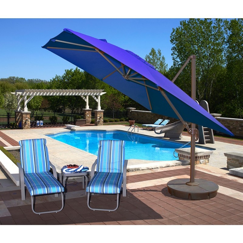 Blue Wave Santorini II 10-ft Square Cantilever Umbrella - Blue Sunbrella Acrylic (NU6080)