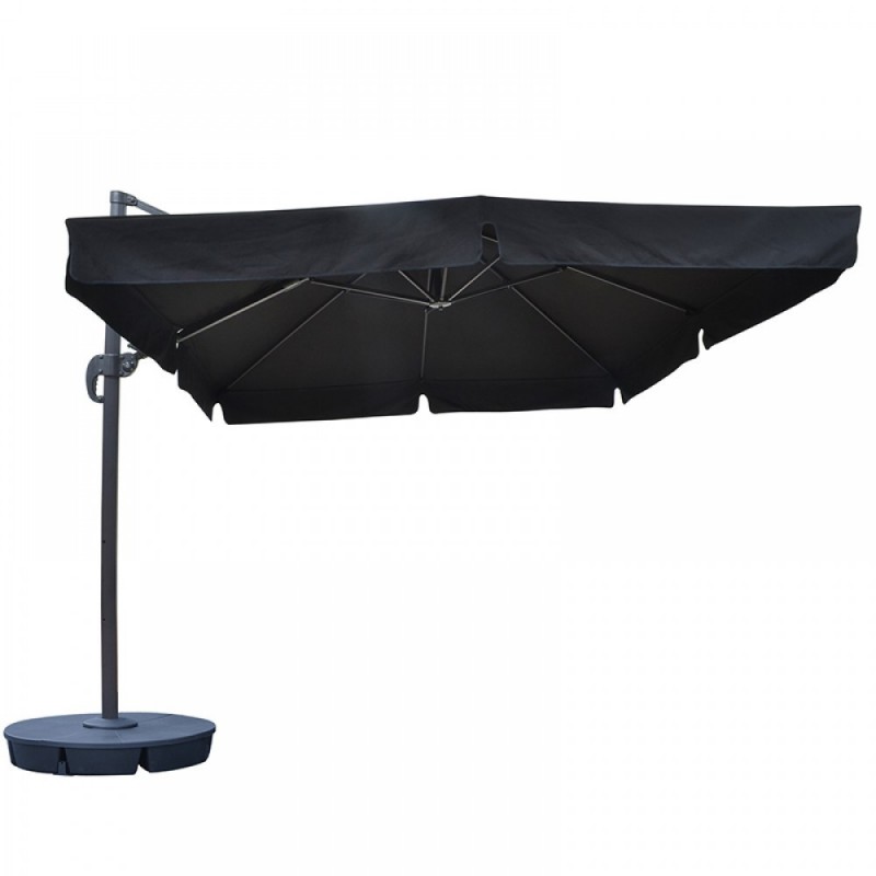 Blue Wave Santorini II 10-ft Square Cantilever Umbrella w/ Valance - Black Sunbrella Acrylic (NU6170)