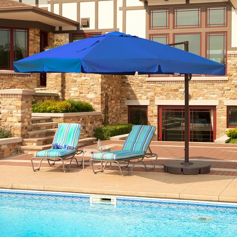 Blue Wave Santorini II 10-ft Square Cantilever Umbrella w/ Valance - Blue Sunbrella Acrylic (NU6180)