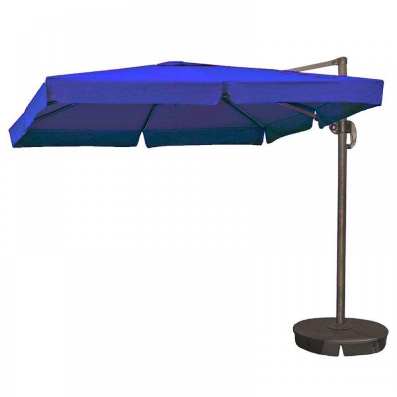 Blue Wave Santorini II 10-ft Square Cantilever Umbrella w/ Valance - Blue Sunbrella Acrylic (NU6180)