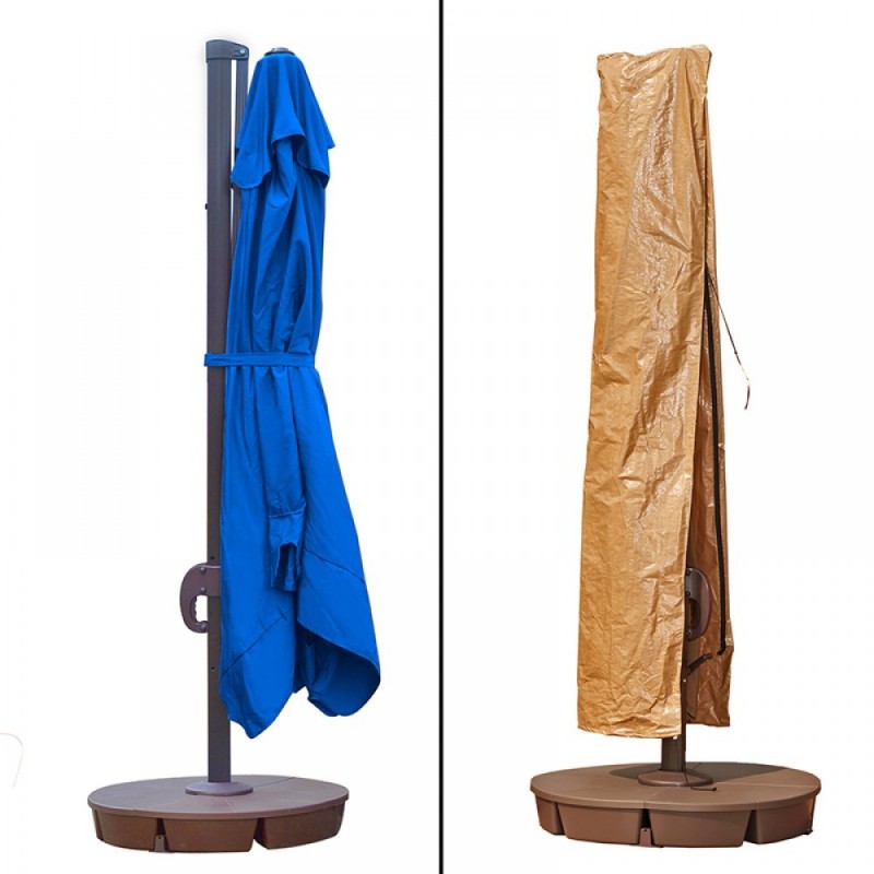 Blue Wave Santorini II 10-ft Square Cantilever Umbrella w/ Valance - Blue Sunbrella Acrylic (NU6180)