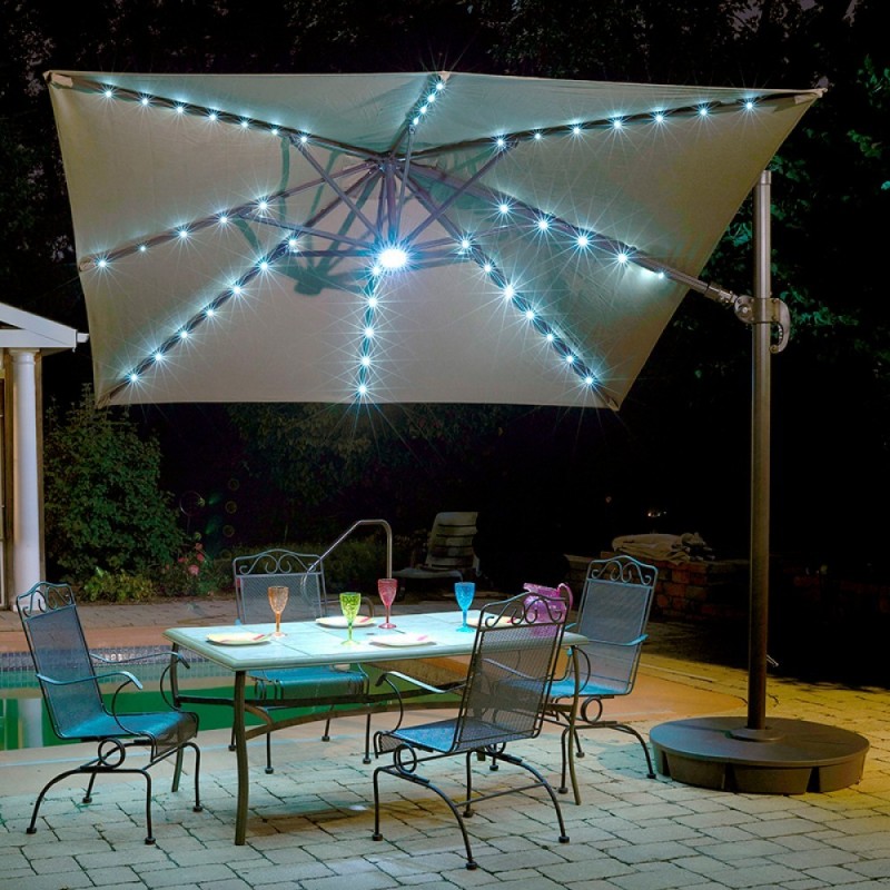 Blue Wave Santorini II Fiesta 10-ft Square Cantilever Umbrella - Stone Sunbrella Acrylic (NU6255)