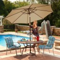 Blue Wave Mirage 9-ft Octagonal Market Umbrella w/ Auto-Tilt in Beige Sunbrella Acrylic  (NU5422B