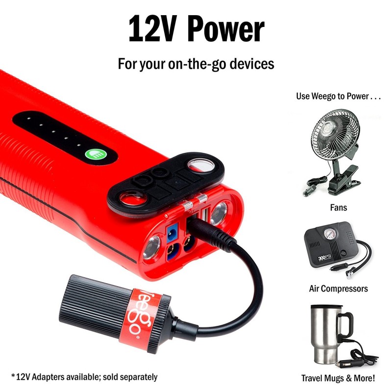 Weego Car Jump Starter Charger w/ USB Charger & Flashlight (N66)