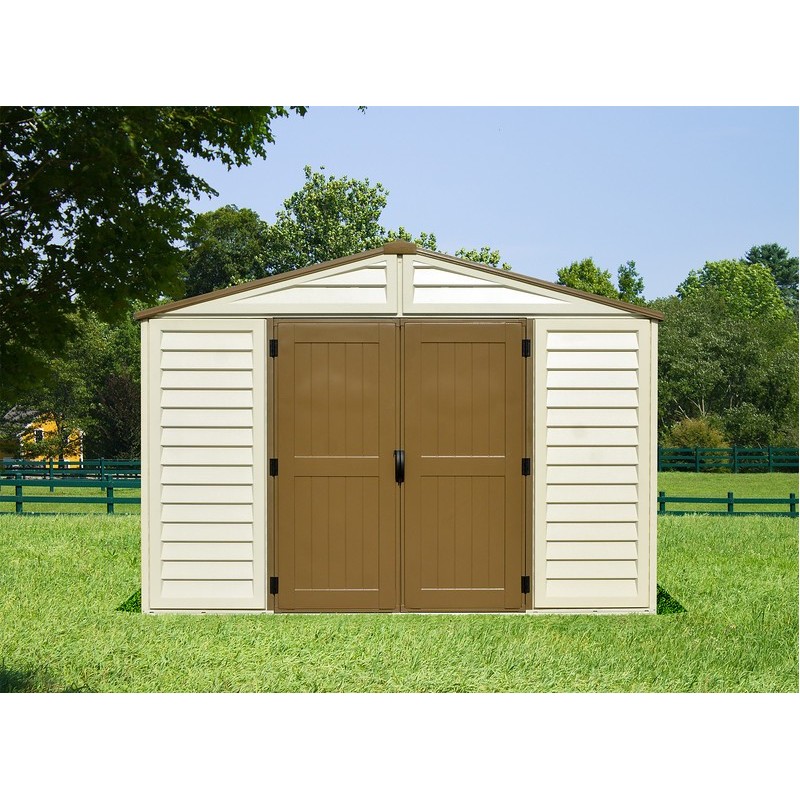 duramax 10x8 woodbridge plus vinyl shed kit w/ foundation